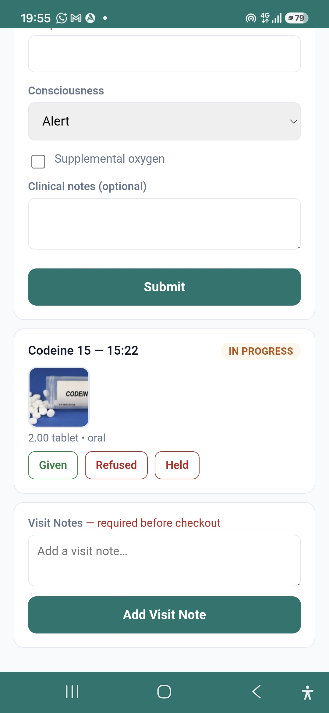 Clinical notes, medication & visit notes