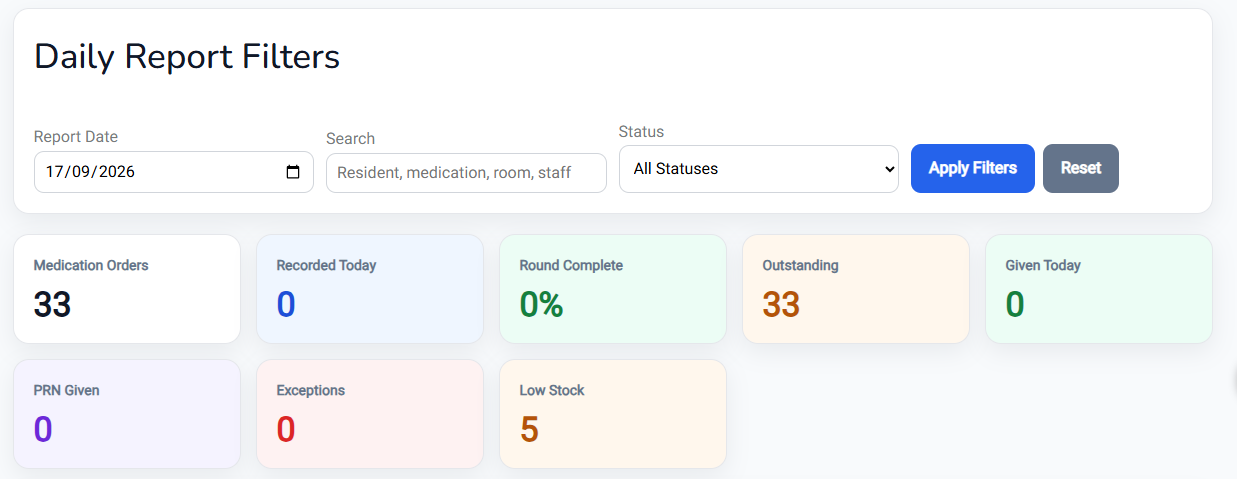 Daily medication reporting